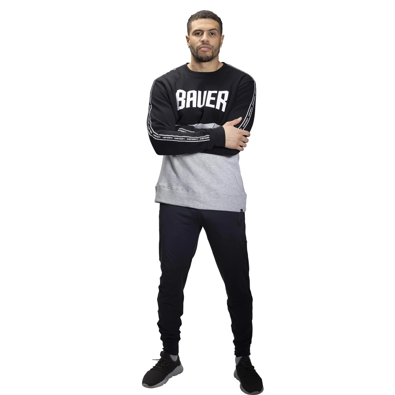 Bauer S22 Overbranded Men's Crewneck Sweatshirt - Black/Grey 3 Bauer S22 Overbranded Men's Crewneck Sweatshirt - Black/Grey